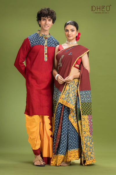 Dheu Exclusive Mekhela & Kurta Couple Set