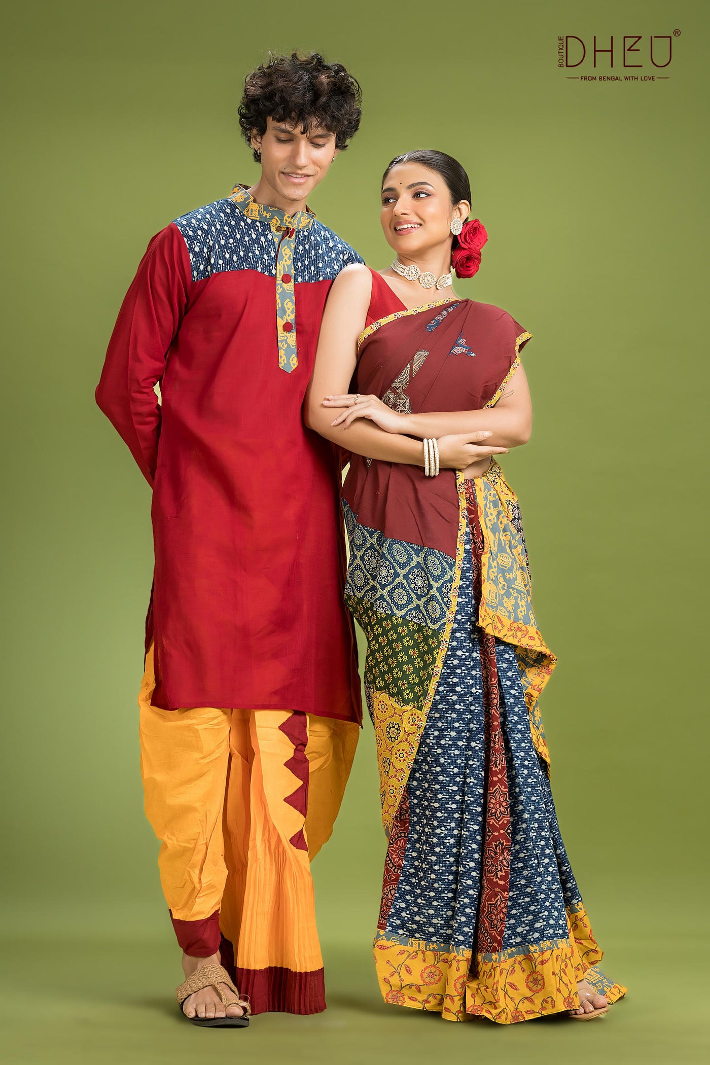 Dheu Exclusive Mekhela & Kurta Couple Set