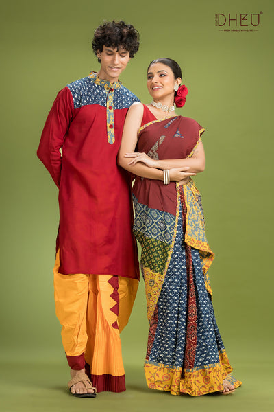 Dheu Exclusive Mekhela & Kurta Couple Set