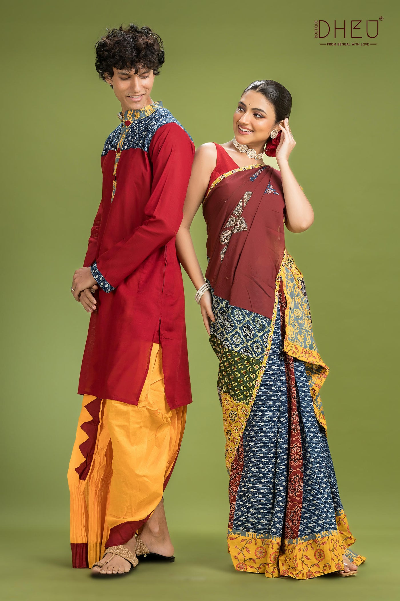 Dheu Exclusive Mekhela & Kurta Couple Set