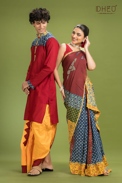 Dheu Exclusive Mekhela & Kurta Couple Set
