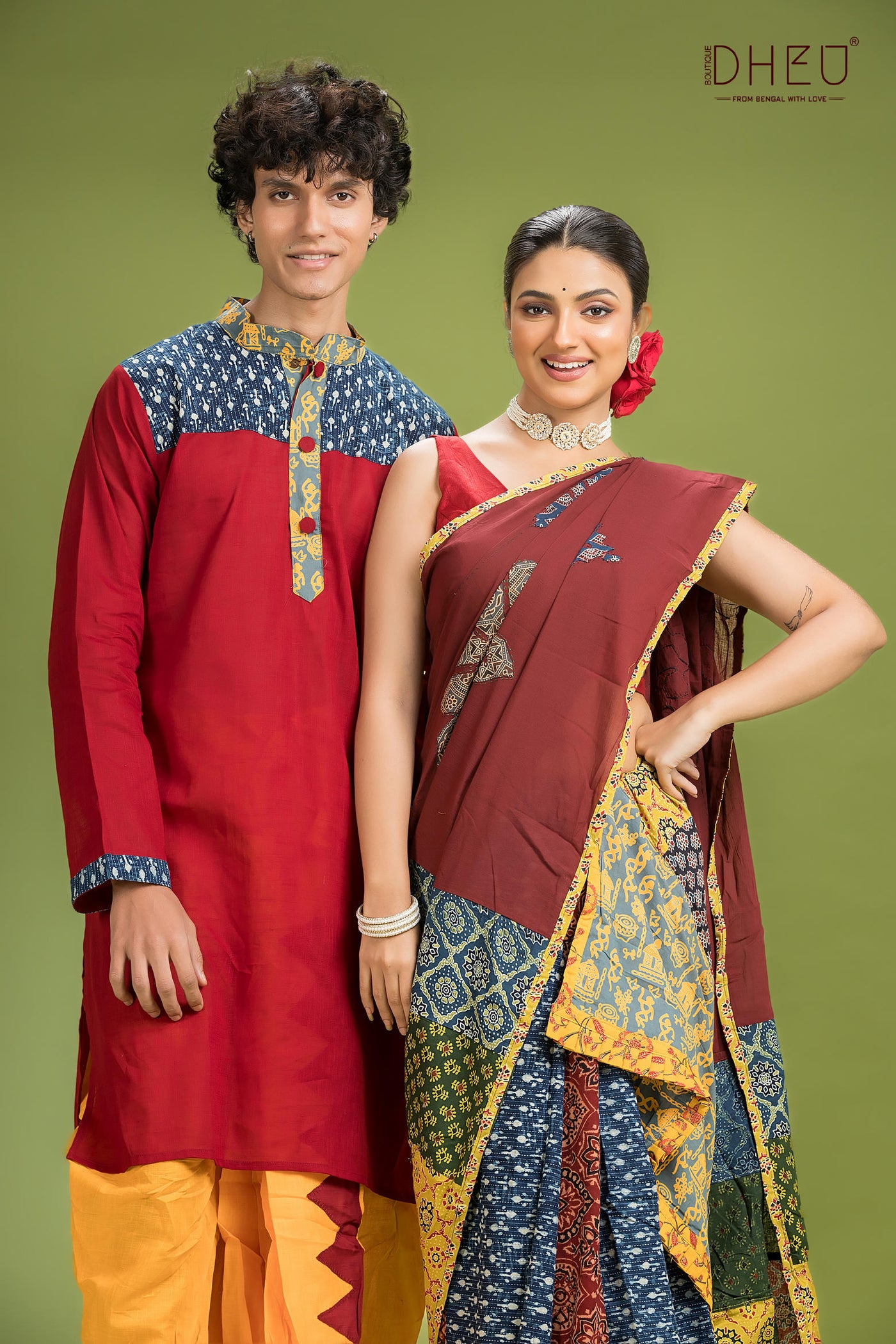 Dheu Exclusive Mekhela & Kurta Couple Set
