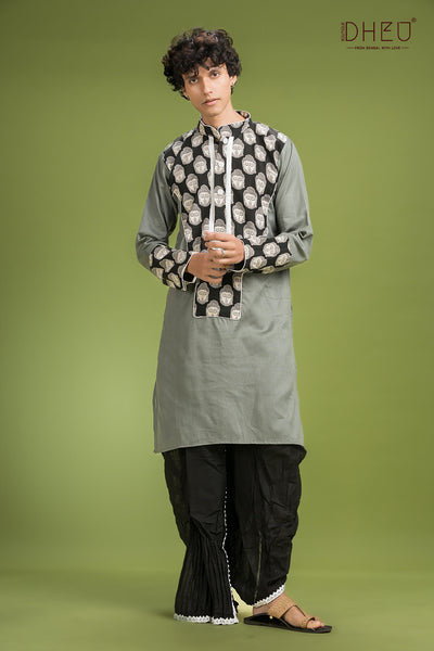 Dheu Exclusive Designer Kurta Dhoti(Optional) Set