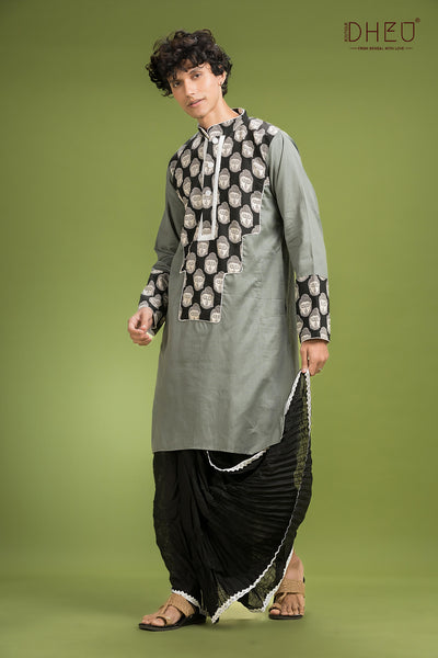 Dheu Exclusive Designer Kurta Dhoti(Optional) Set