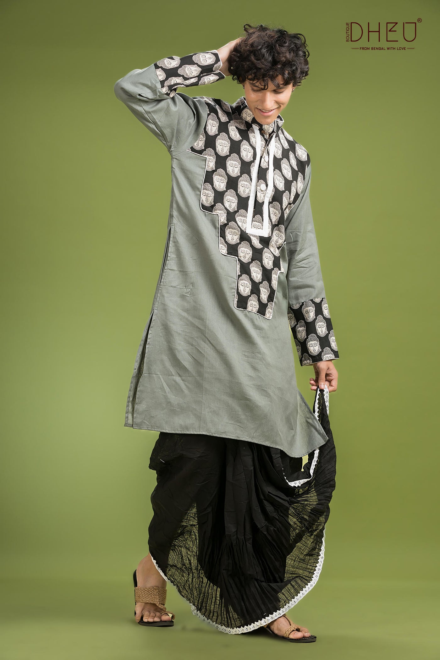 Dheu Exclusive Designer Kurta Dhoti(Optional) Set