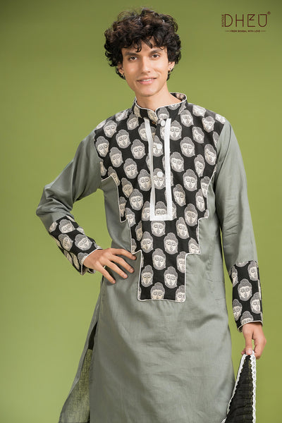 Dheu Exclusive Designer Kurta Dhoti(Optional) Set