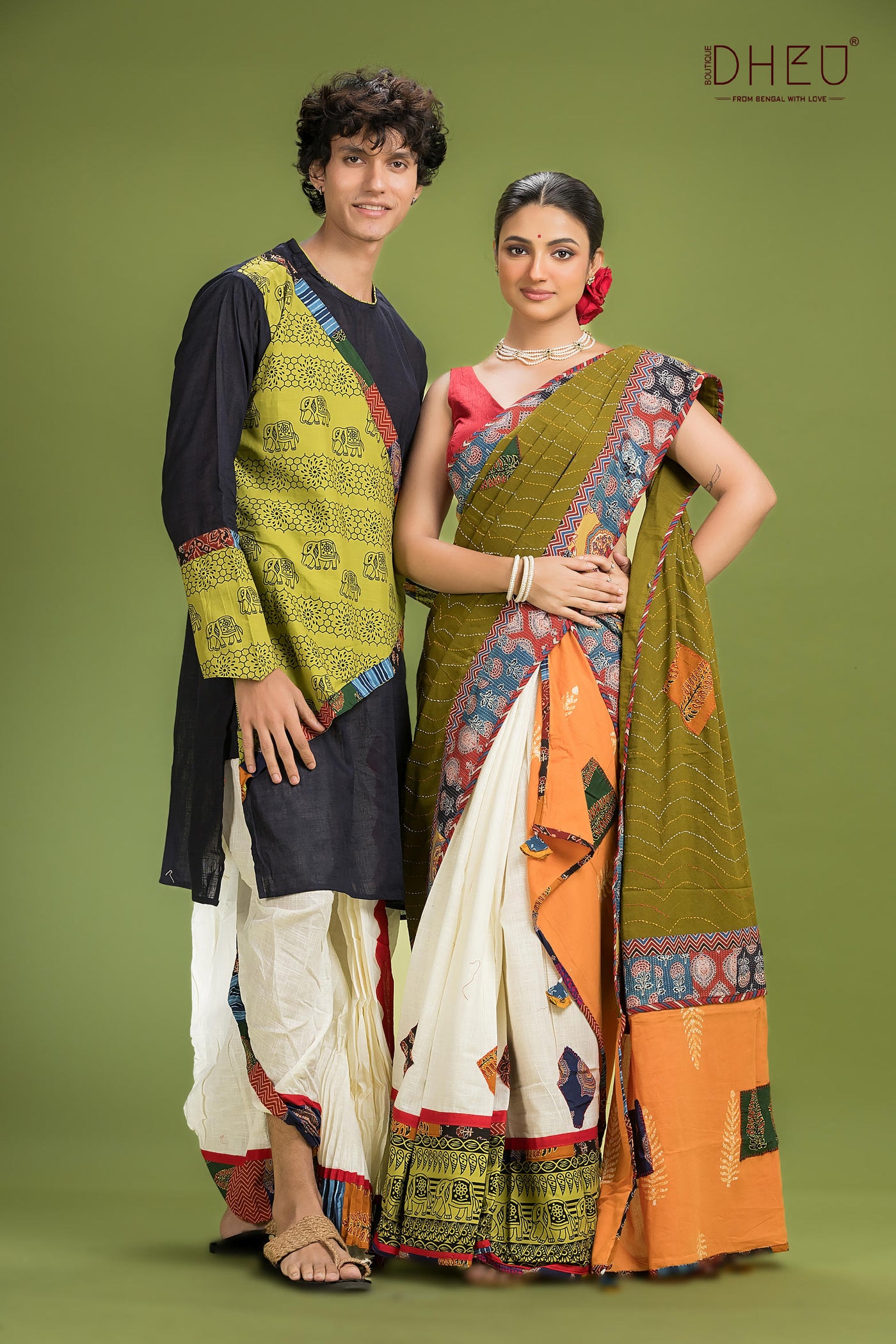 Dheu Exclusive Mekhela & Kurta Couple Set