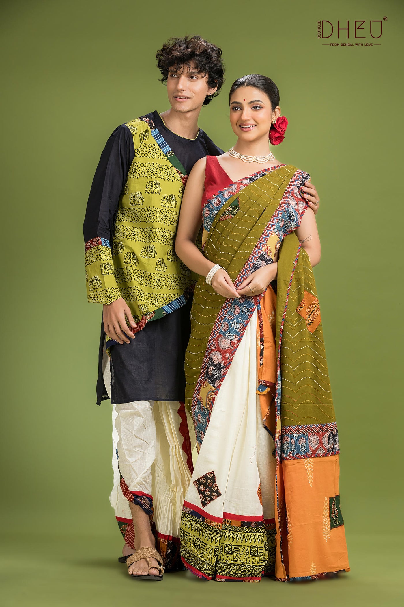 Dheu Exclusive Mekhela & Kurta Couple Set