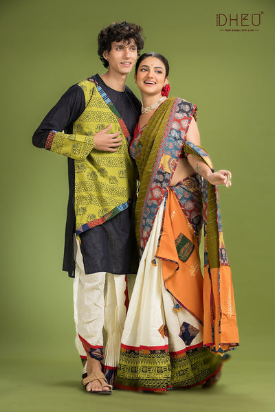 Dheu Exclusive Mekhela & Kurta Couple Set
