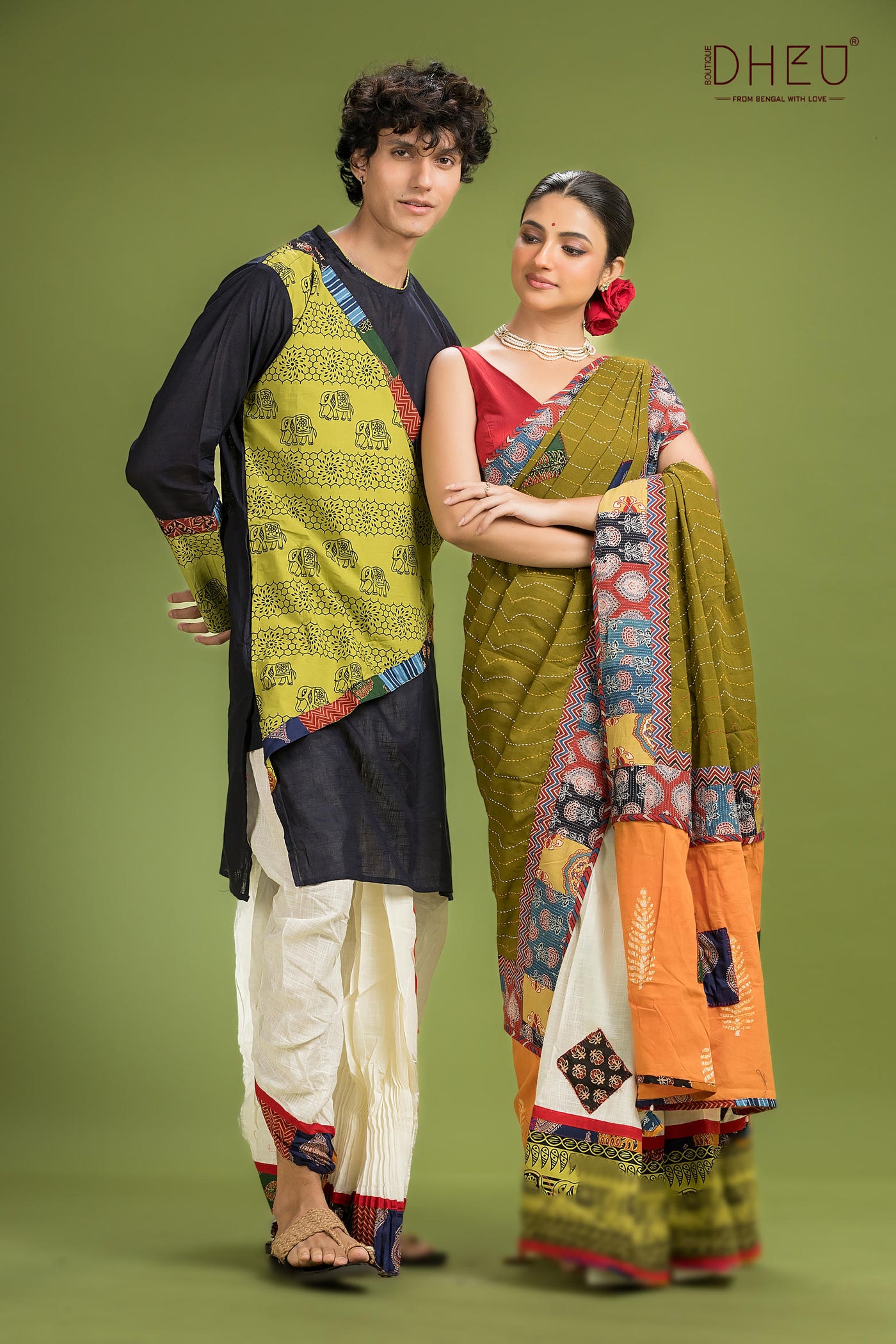 Dheu Exclusive Mekhela & Kurta Couple Set