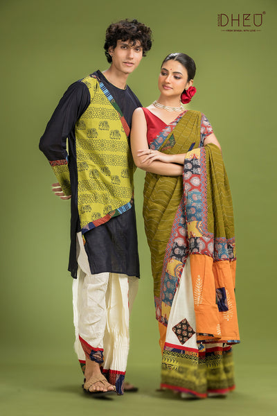 Dheu Exclusive Mekhela & Kurta Couple Set