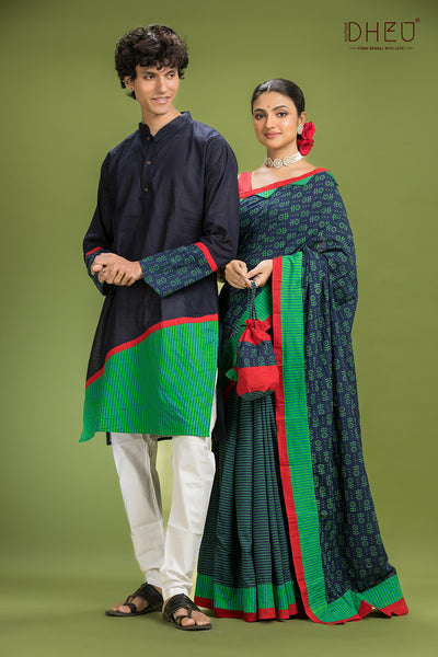 Dheu Exclusive Kurta & Saree Couple Set