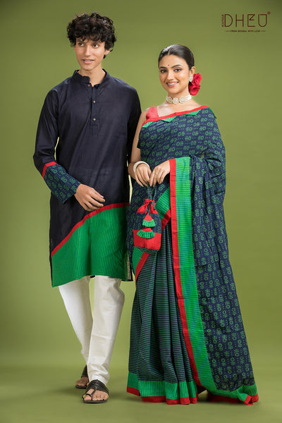 Dheu Exclusive Kurta & Saree Couple Set