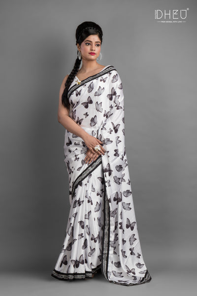 Yamma Yamma-Dheu Exclusive Printed Satin Saree