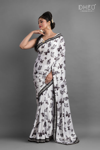 Yamma Yamma-Dheu Exclusive Printed Satin Saree