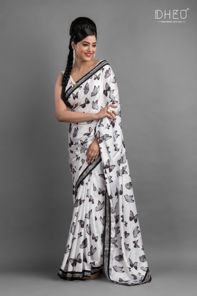 Yamma Yamma-Dheu Exclusive Printed Satin Saree