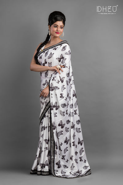 Yamma Yamma-Dheu Exclusive Printed Satin Saree
