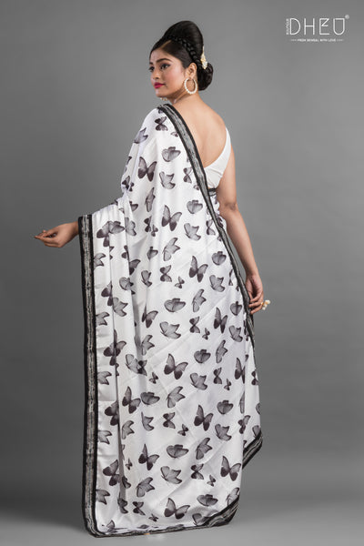 Yamma Yamma-Dheu Exclusive Printed Satin Saree