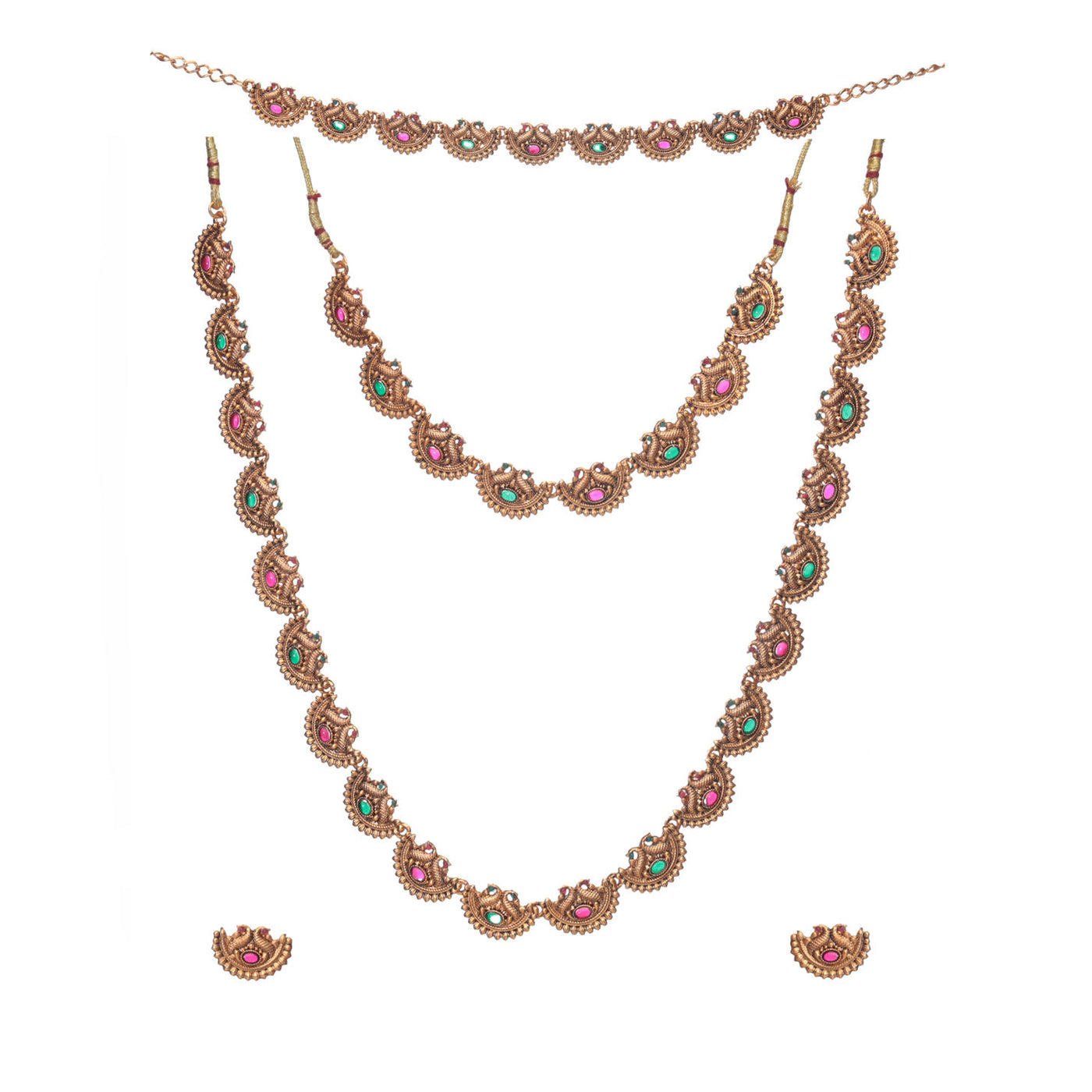 Dheu Golden Necklace & Earrings Combo