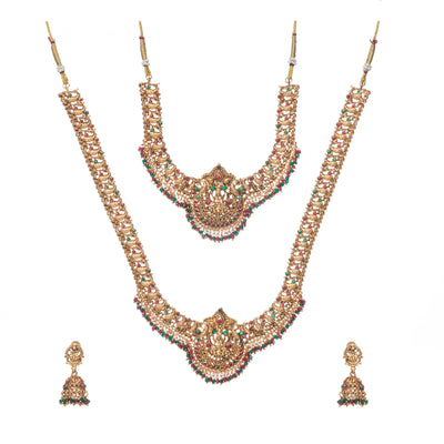 Dheu Golden Necklace & Earrings Combo