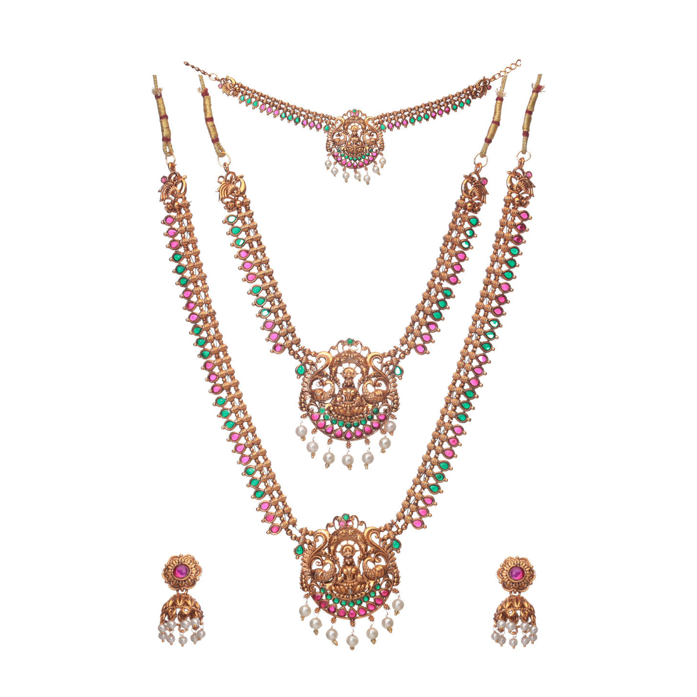 Dheu Golden Necklace & Earrings Combo