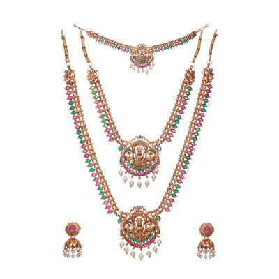 Dheu Golden Necklace & Earrings Combo