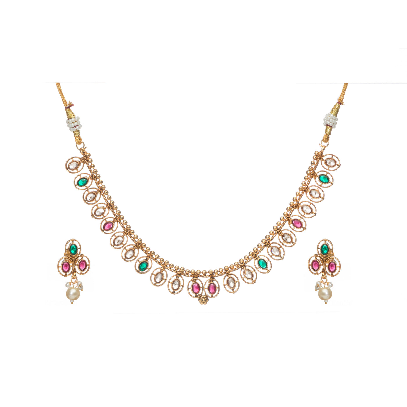 Dheu Golden Necklace & Earrings Combo