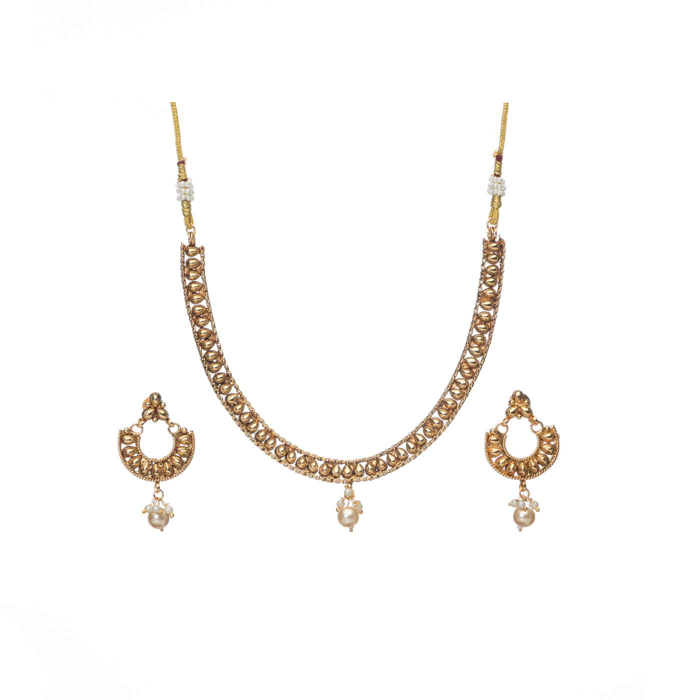 Dheu Golden Necklace & Earrings Combo