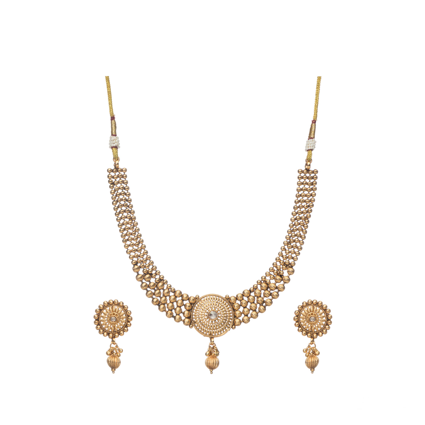 Dheu Golden Necklace & Earrings Combo