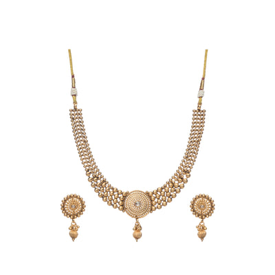 Dheu Golden Necklace & Earrings Combo