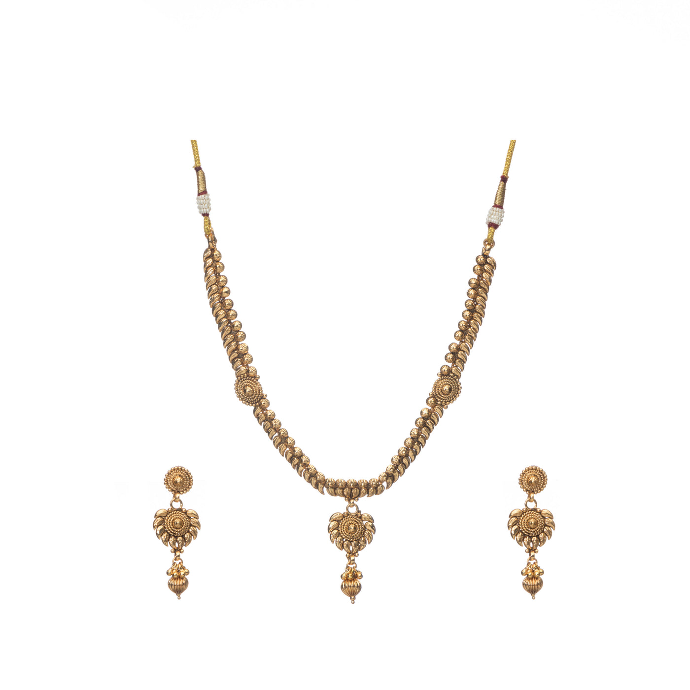 Dheu Golden Necklace & Earrings Combo