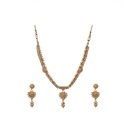 Dheu Golden Necklace & Earrings Combo