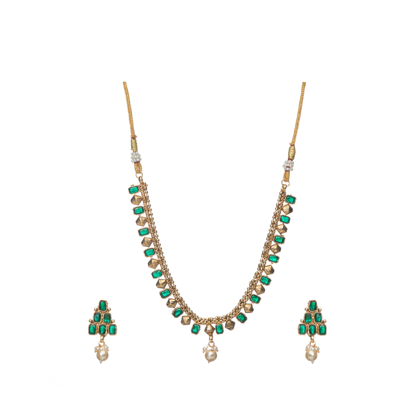 Dheu Golden Necklace & Earrings Combo