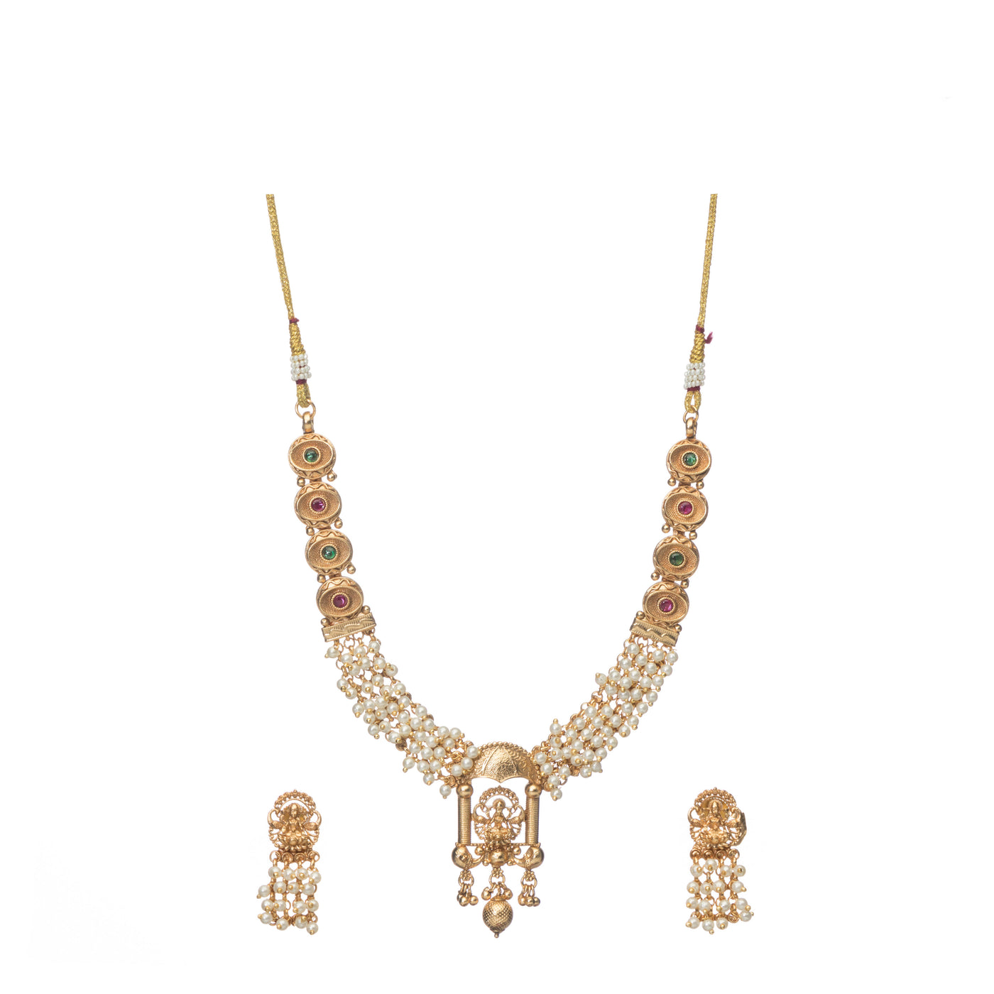 Dheu Golden Necklace & Earrings Combo