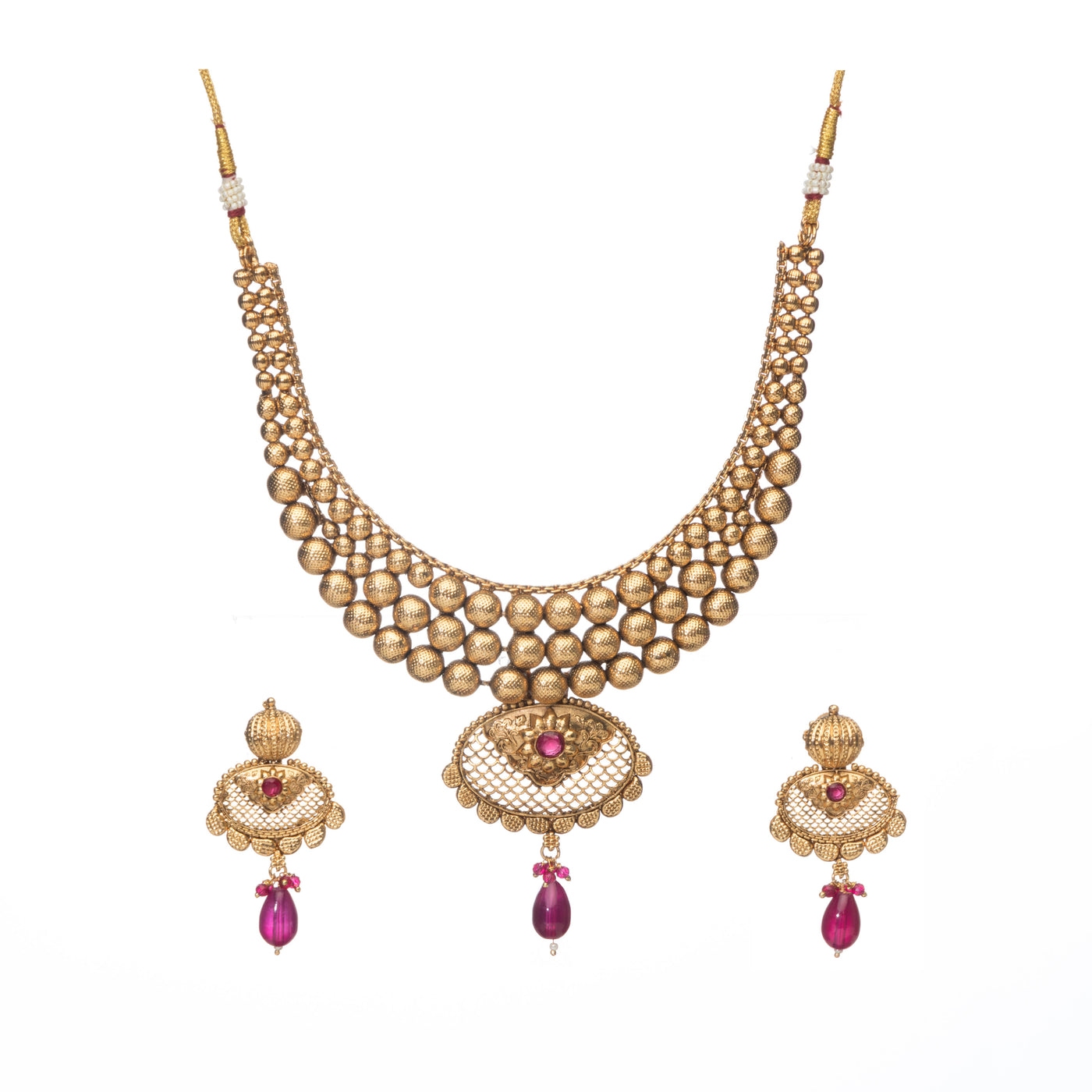 Dheu Golden Necklace & Earrings Combo