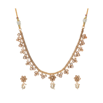Dheu Golden Necklace & Earrings Combo