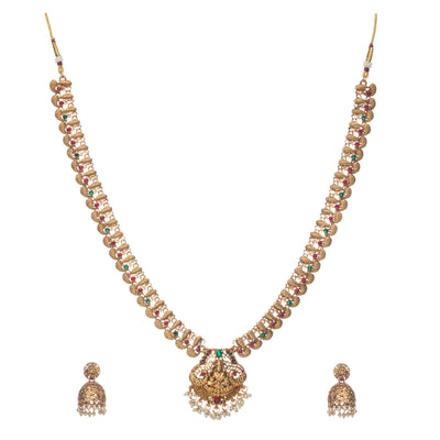 Dheu Golden Necklace & Earrings Combo