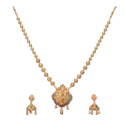 Dheu Golden Necklace & Earrings Combo