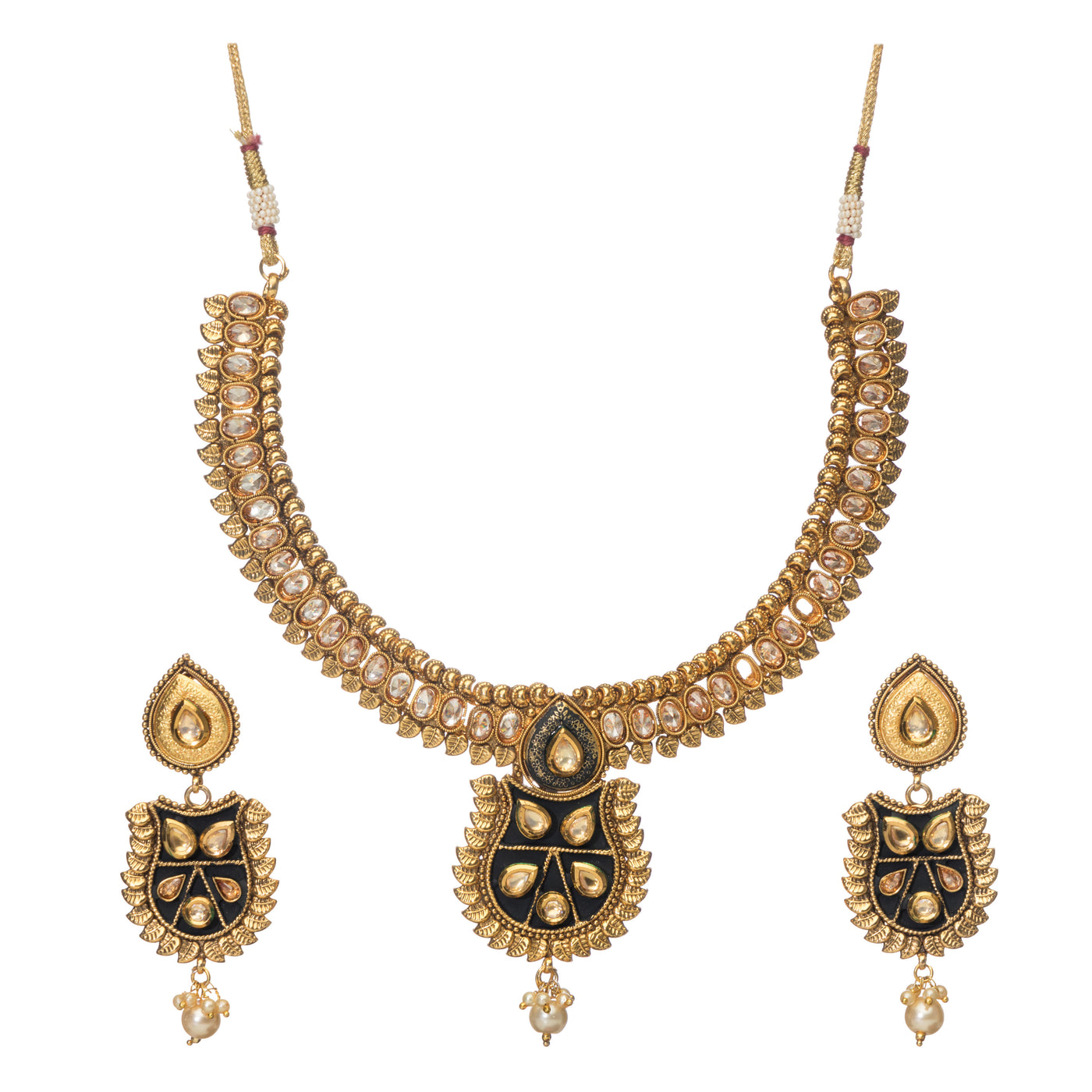 Dheu Golden Necklace & Earrings Combo