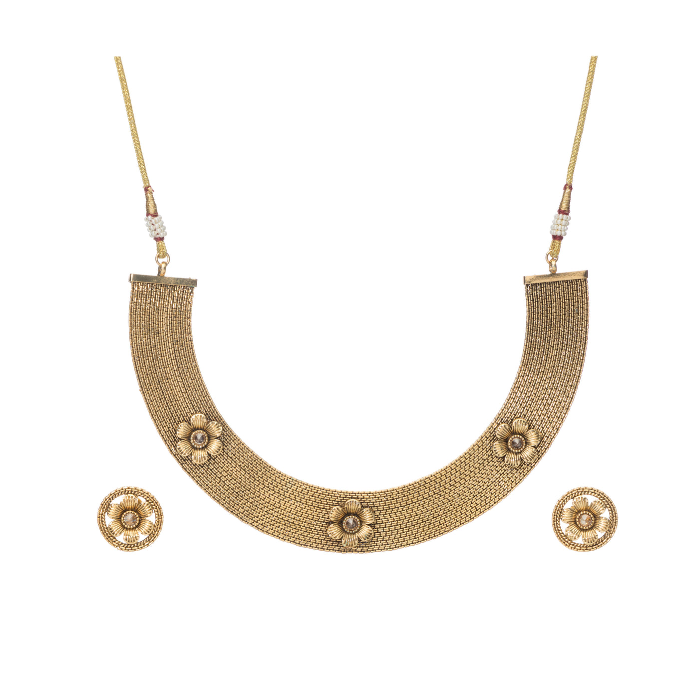 Dheu Golden Necklace & Earrings Combo