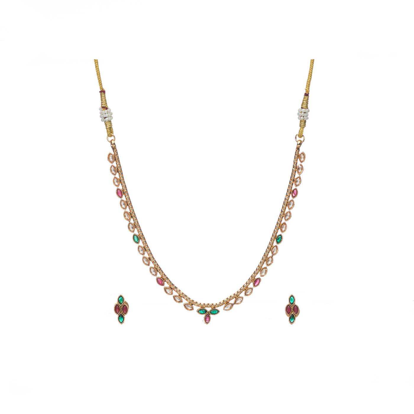 Dheu Golden Necklace & Earrings Combo