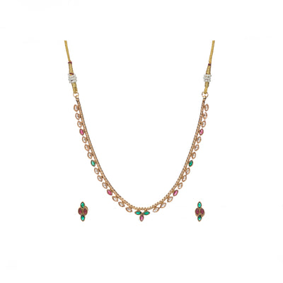 Dheu Golden Necklace & Earrings Combo