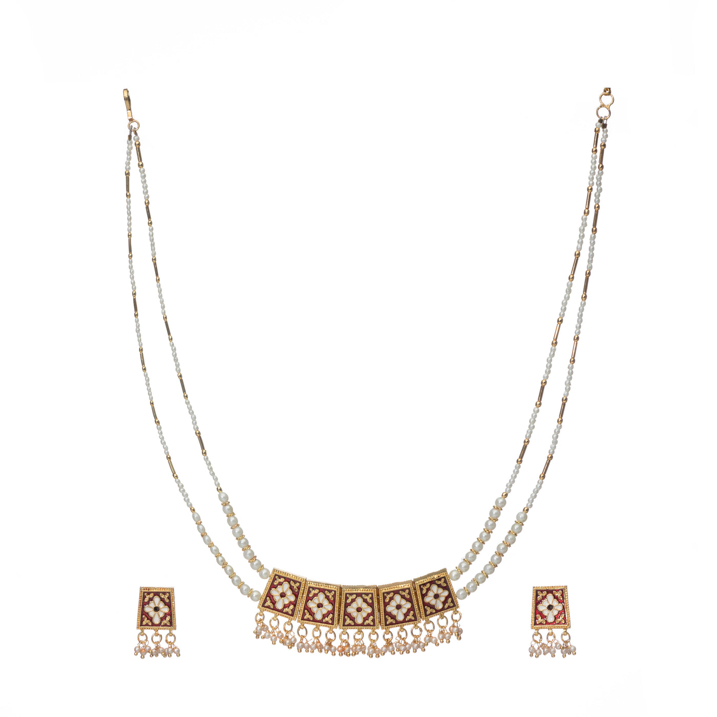 Dheu Golden Necklace & Earrings Combo