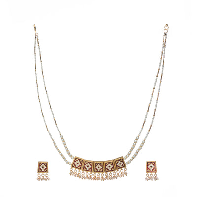 Dheu Golden Necklace & Earrings Combo