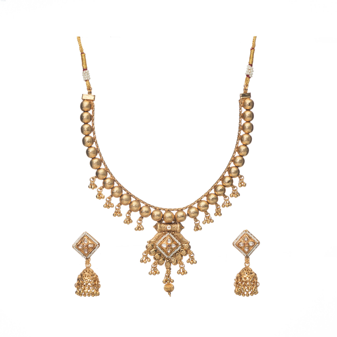 Dheu Golden Necklace & Earrings Combo