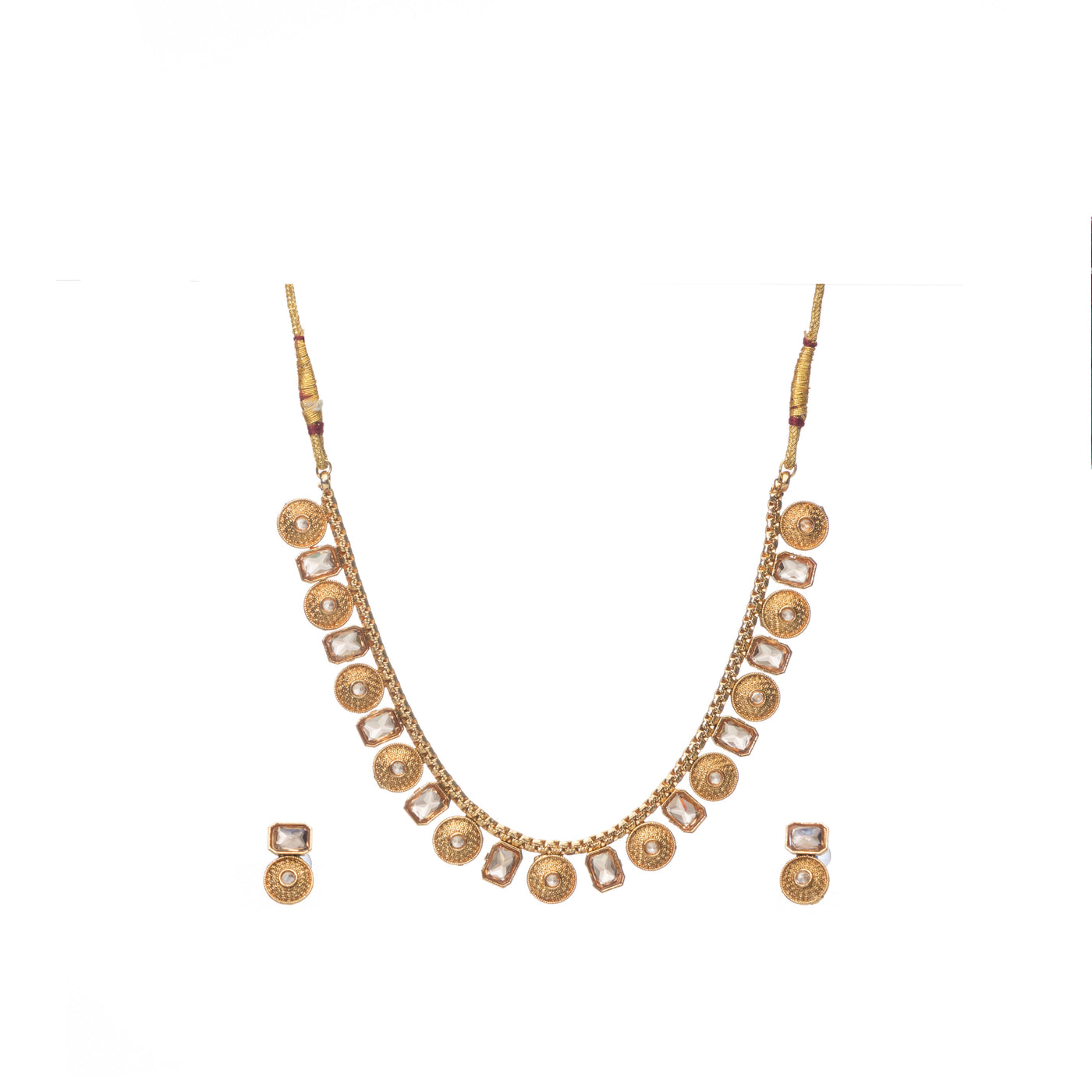 Dheu Golden Necklace & Earrings Combo