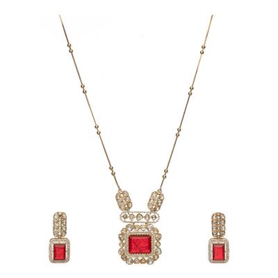 Dheu Golden Pendant Necklace Set