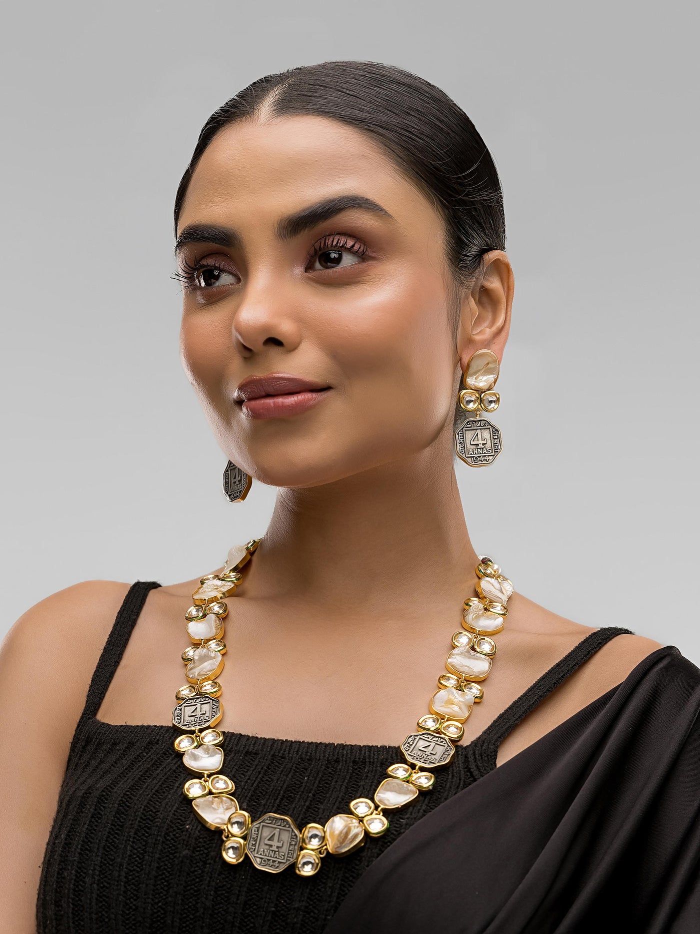 Dheu Golden Necklace & Earrings Combo