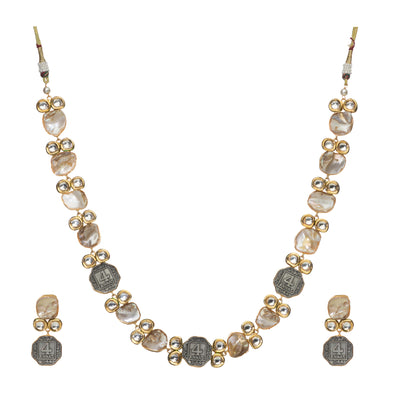 Dheu Golden Necklace & Earrings Combo