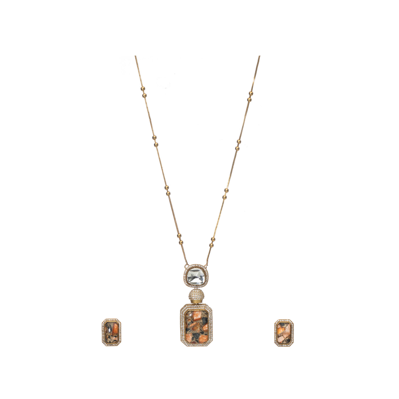 Dheu Golden Pendant Necklace Set